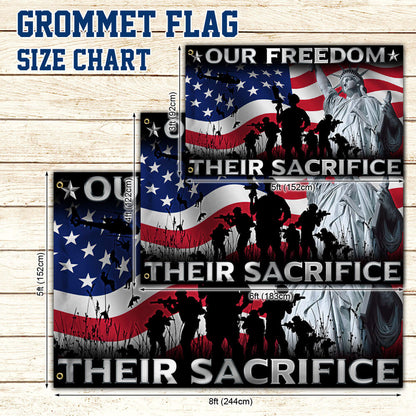 Memorial Day Grommet Flag Our Freedom Their Sacrifice U.S. Veteran  TQN109GF
