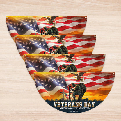 Veterans Day Honoring All Who Served Kneeling Soldier Non-Pleated Fan Flag MLN4014FL