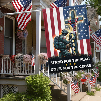 Stand For The Flag Kneel For The Cross – Patriotic Christian Flag for 4th of july & Memorial Displays