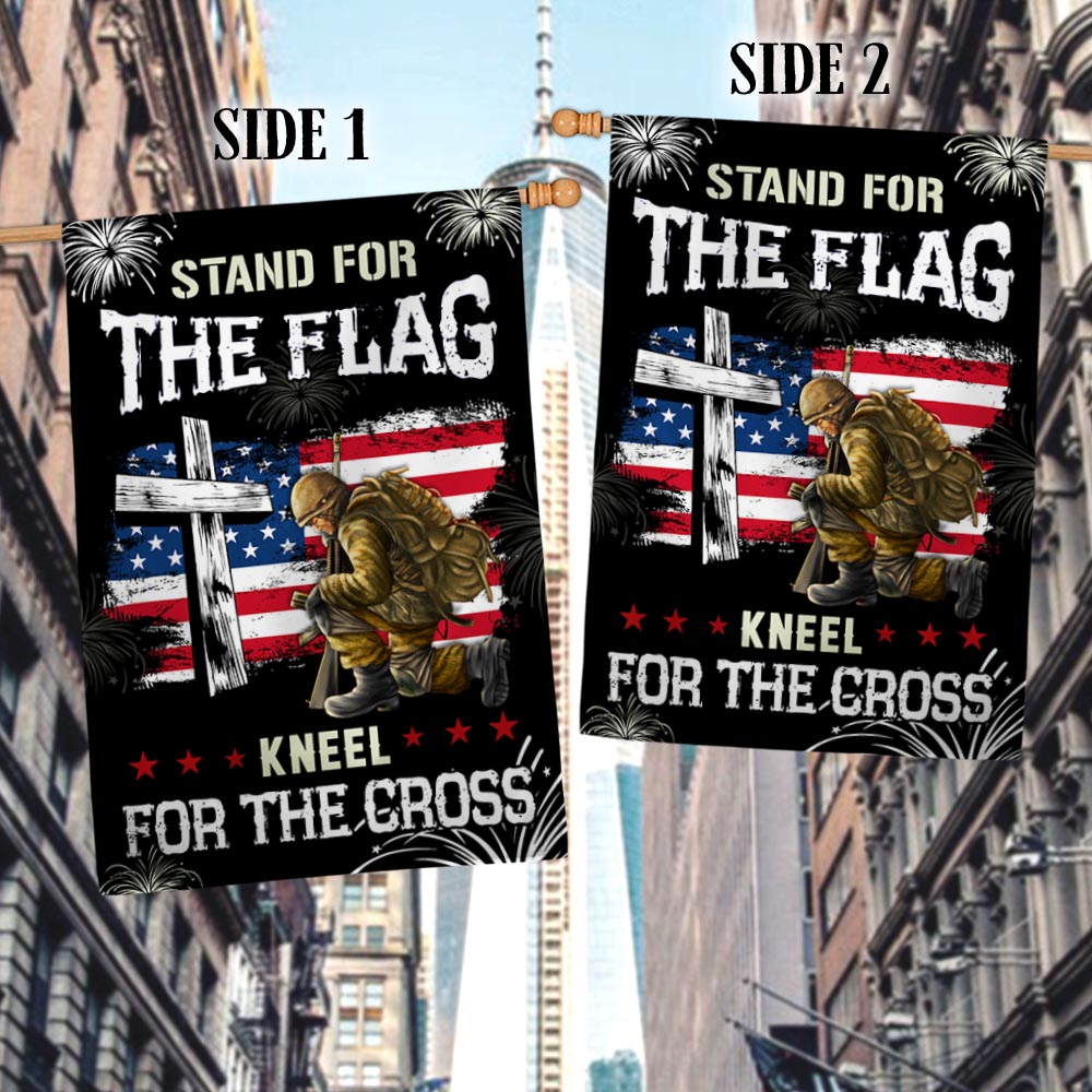 God Veteran Stand For The Flag Kneel For The Cross Flag MLN1513F