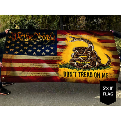 Don't Tread On Me Gadsden Grommet Flag 3-Day Shipping
