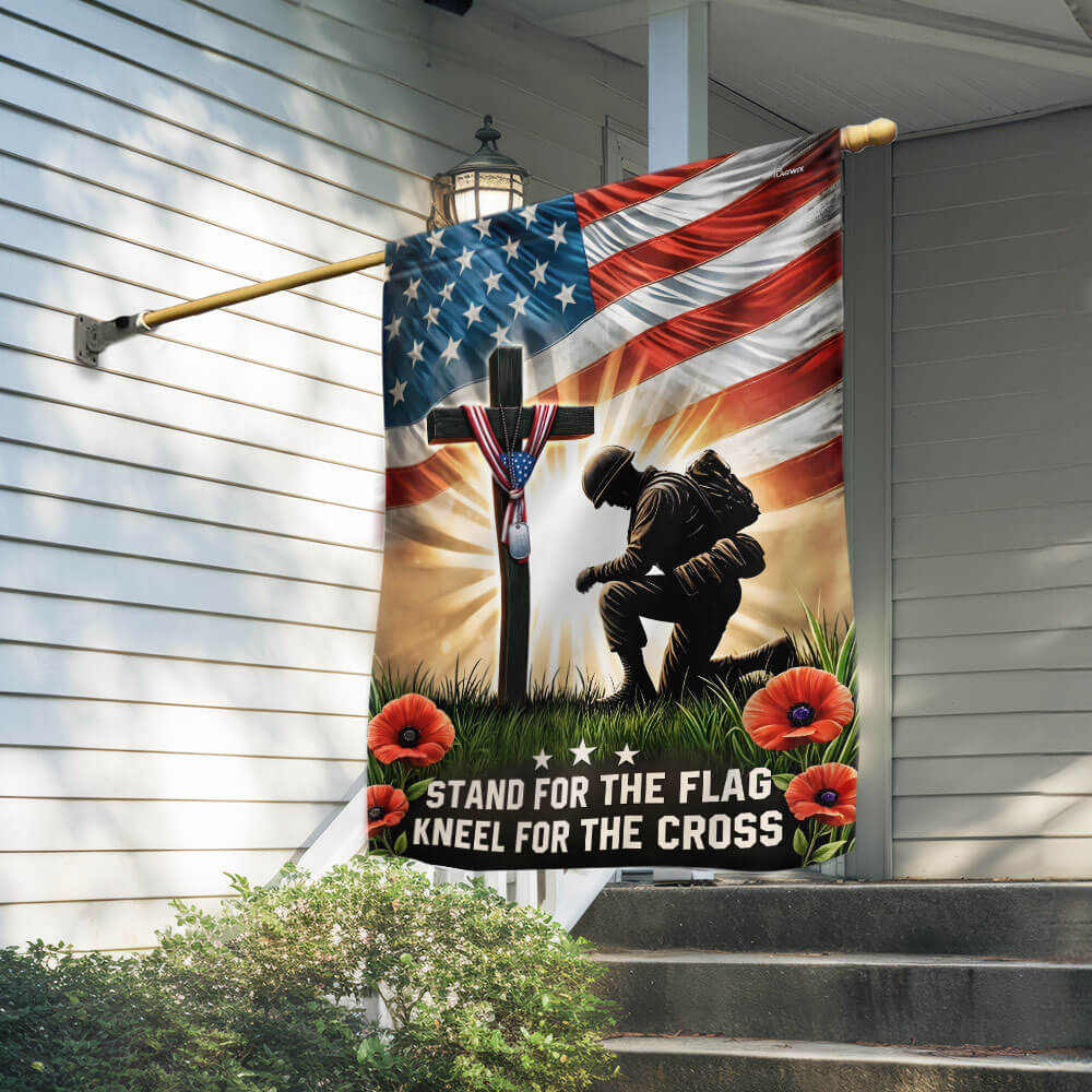 US Veteran Honor The Fallen Flag Stand for the Flag Kneel for the Cross Flag MLN5775TNB