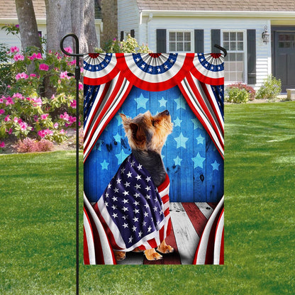 Flagwix American Flag - Happy 4th Of july. Yorkie, Yorkshire Terrier Patriotic Dog, American Flag Wrapped in Glory TPT898Fv6