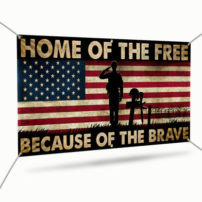 Memorial Day Veterans Home Of The Free Because Of The Brave Fence Banner TQN2717FB