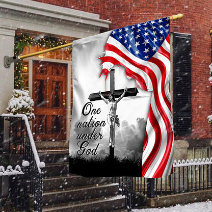 One Nation Under God. Jesus Christian Cross American Flag