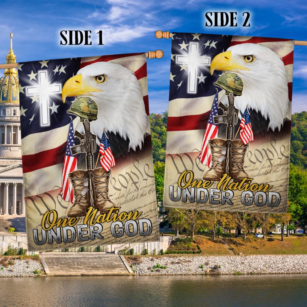 Flagwix American Flag - One Nation Under God, Christian Cross Memorial American Eagle Flag TPT855F