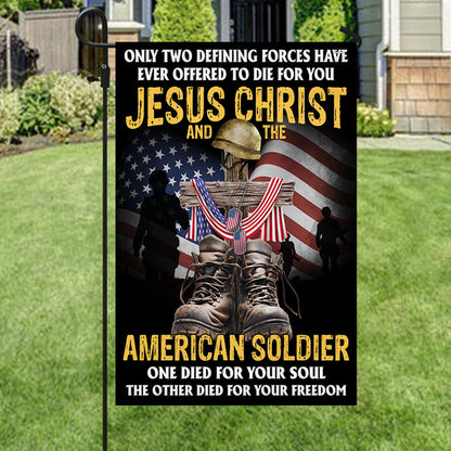 U.S. Veteran Day Flag Jesus Christ And The American Soldier TQN1013F
