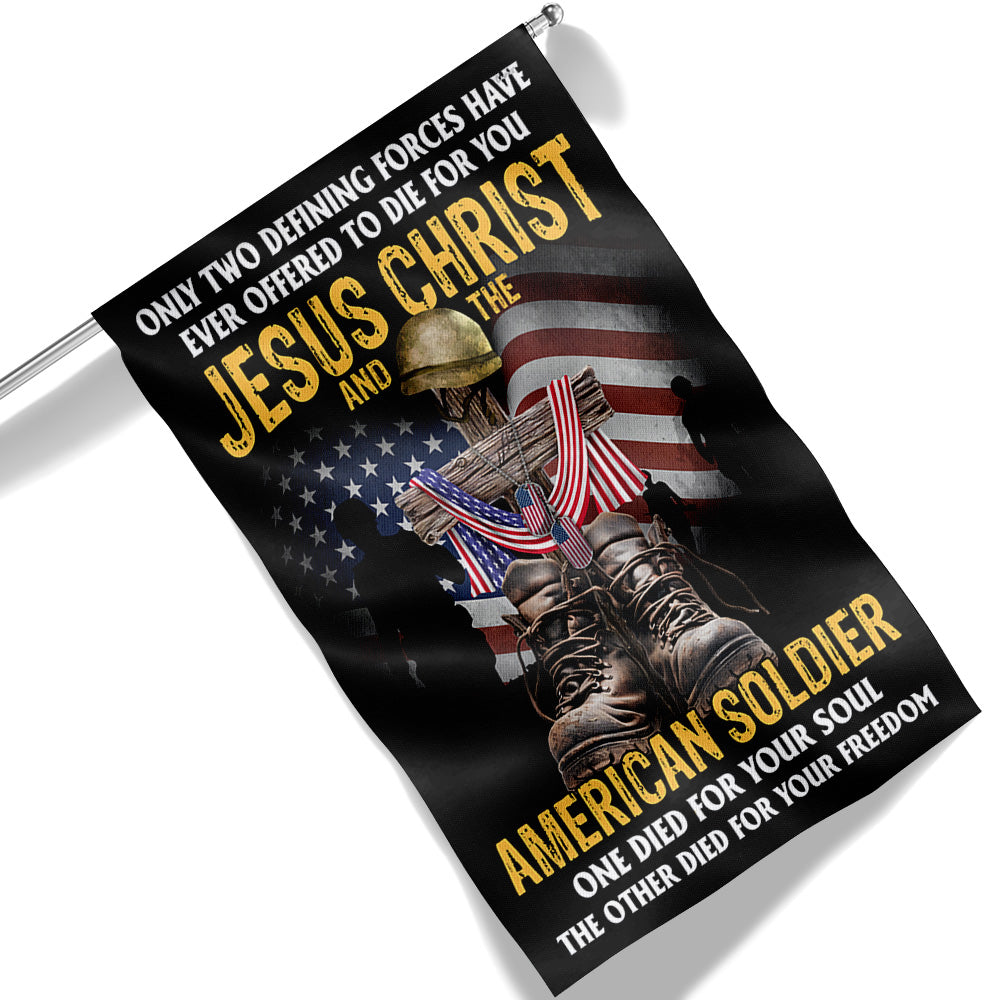 U.S. Veteran Day Flag Jesus Christ And The American Soldier TQN1013F