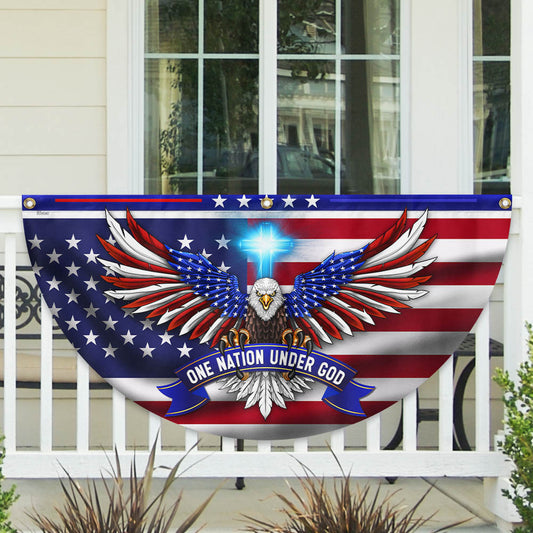 One Nation Under God Patriotic Eagle Non-Pleated Fan Flag