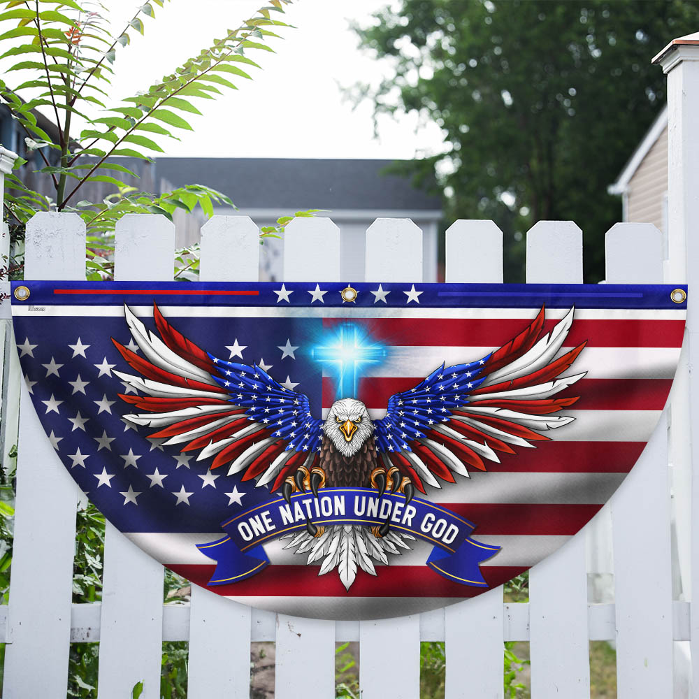 One Nation Under God Patriotic Eagle Non-Pleated Fan Flag TQN2650FL