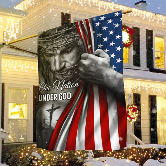 One Nation Under God Flag - Jesus Flag Gift for Faith-Based Patriotic Decor TRL06Fv5