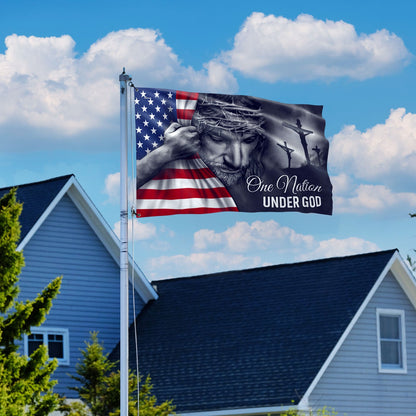 One Nation Under God Jesus Flag - Patriotic Grommet Flag Gift for Faithful Hearts & Home Decor TRL06GFv5