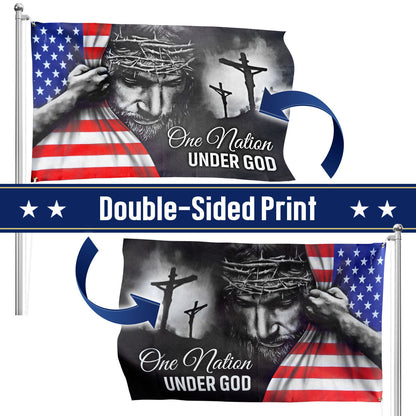 One Nation Under God Jesus Flag - Patriotic Grommet Flag Gift for Faithful Hearts & Home Decor TRL06GFv5