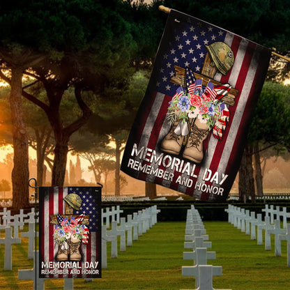 Memorial Day Remember and Honor Veteran Boots Patriotic Flag MLN5330NTH