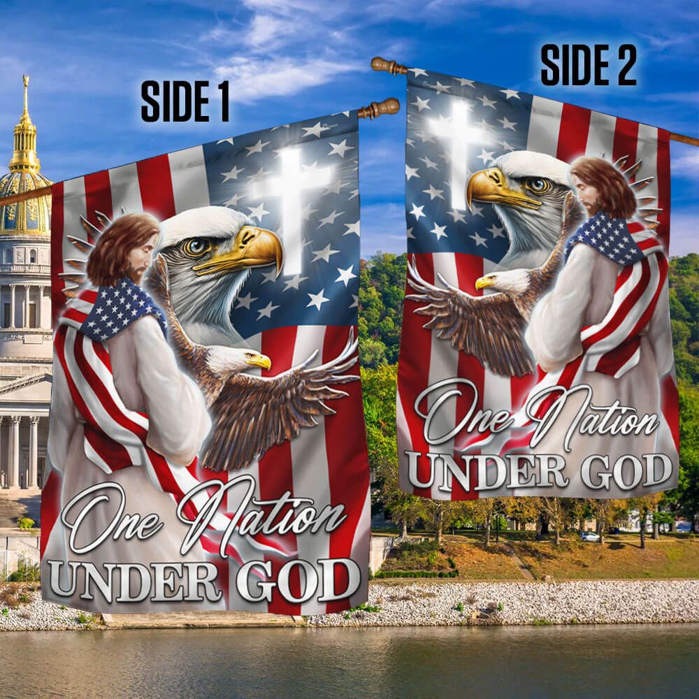 Patriot Eagle Christian Jesus One Nation Under God Flag MLN1365F