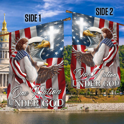 Patriot Eagle Christian Jesus One Nation Under God Flag MLN1365F