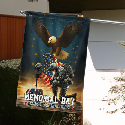 Memorial Day Eagle Kneeling Soldier Remember and Honor Flag MLN5543DTD
