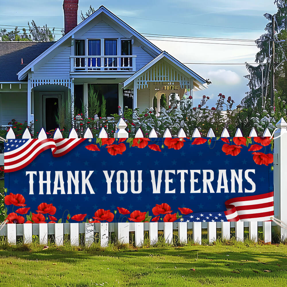 Veterans Day Thank You Veterans Fence Banner TQN3674FB