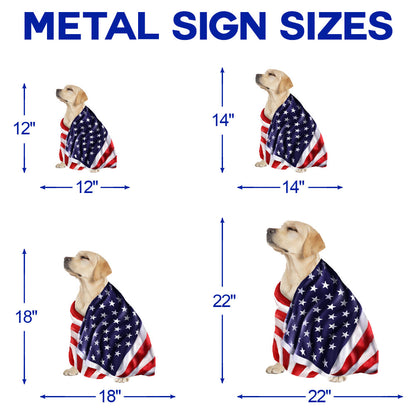 Yellow Labrador Retriever Metal Sign Dog Wrapped In Glory American Patriot BNL592MS