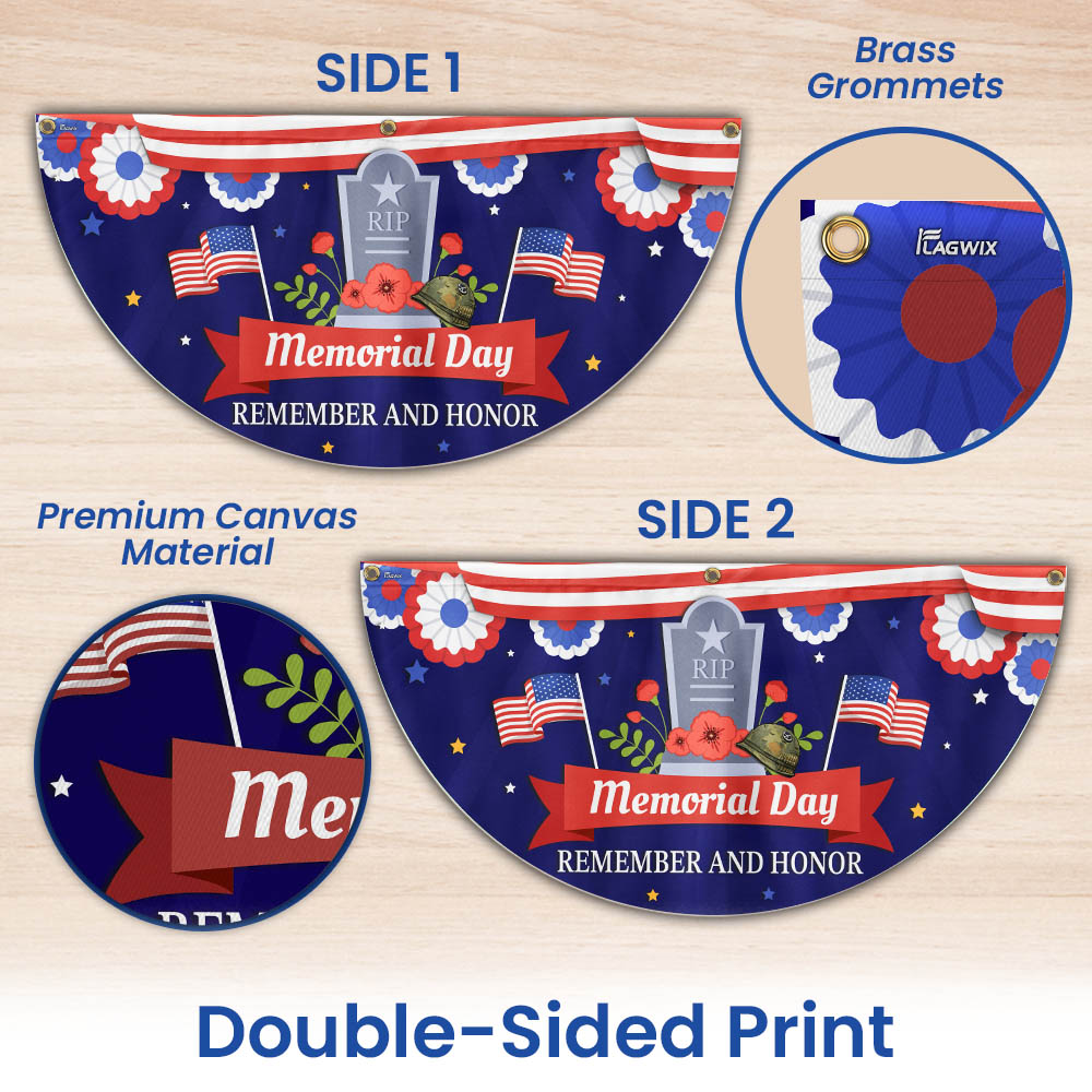 Memorial Day Remember and Honor Veteran Non-Pleated Fan Flag MLN2722FL