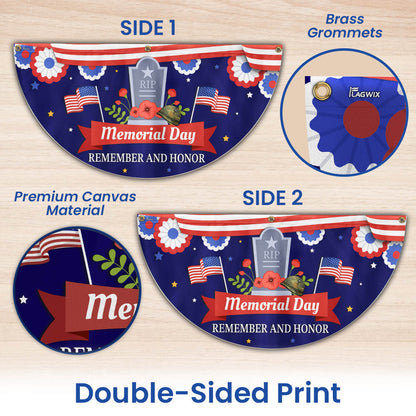 Memorial Day Remember and Honor Veteran Non-Pleated Fan Flag MLN2722FL