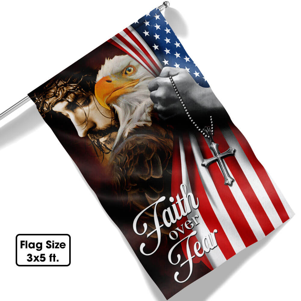 Flagwix American Flag - Faith Over Fear, Jesus Christ American Eagle Flag TPT663F