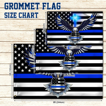 The Thin Blue Line. Police. Law Enforcement American Eagle Flag TPT1581GF