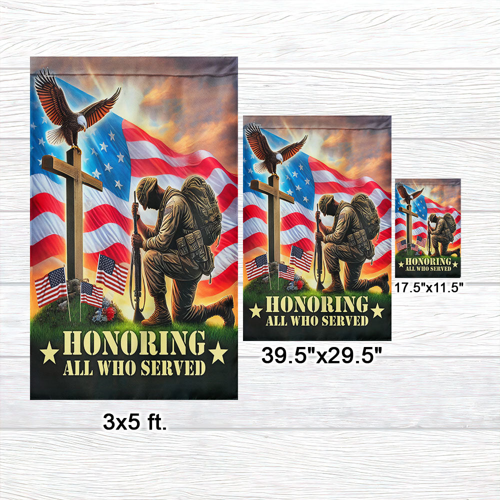 Veterans Day Honoring All Who Served Kneeling Soldier Veteran American Flag MLN4043F