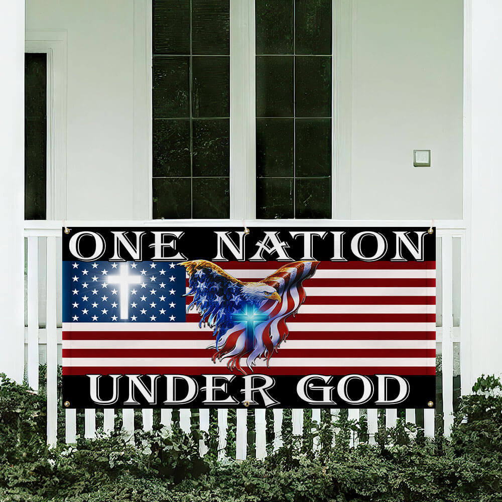 One Nation Under God American Eagle Patriot Fence Banner TPT1649FB