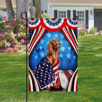 Flagwix American Flag - Happy 4th Of july. Irish Setter Patriotic Dog, American Flag Wrapped in Glory TPT898Fv7
