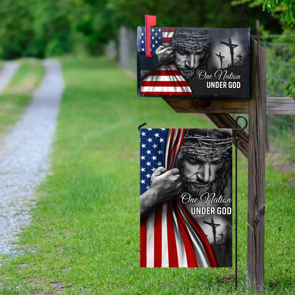 One Nation Under God Jesus Garden Flag &amp; Mailbox Cover TRL06Fv5MF