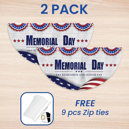 Memorial Day Remember and Honor Veteran Non-Pleated Fan Flag MLN2707FL