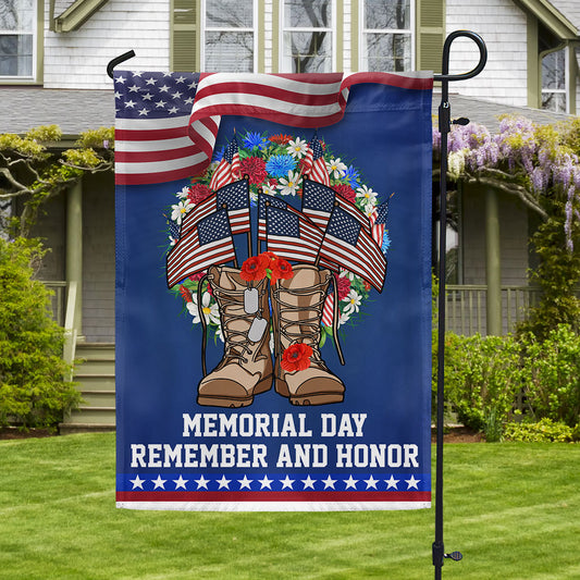 Flagwix American Flag - Memorial Day Veteran Boots American Wreath Remember and Honor Flag MLN1264F