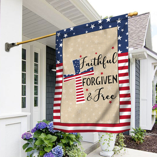 Flagwix American Flag - American Patriotic Cross Faithful Forgiven and Free Flag MLN904F