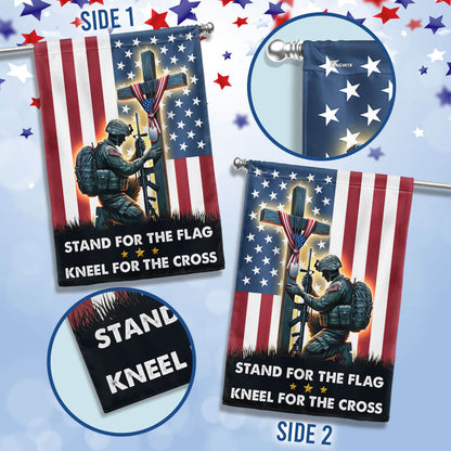 Stand For The Flag Kneel For The Cross – Patriotic Christian Flag for 4th of july & Memorial Displays