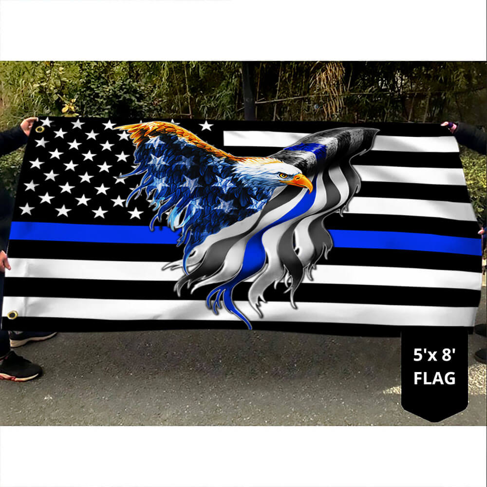The Thin Blue Line. Police. Law Enforcement American Eagle Flag THB3482GFv3