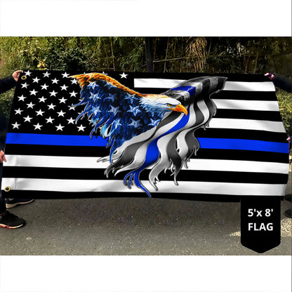The Thin Blue Line. Police. Law Enforcement American Eagle Flag THB3482GFv3