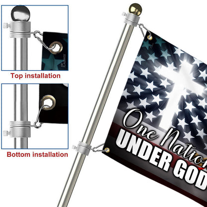 Cross Lion American Grommet Flag One Nation Under God DDH3077GF