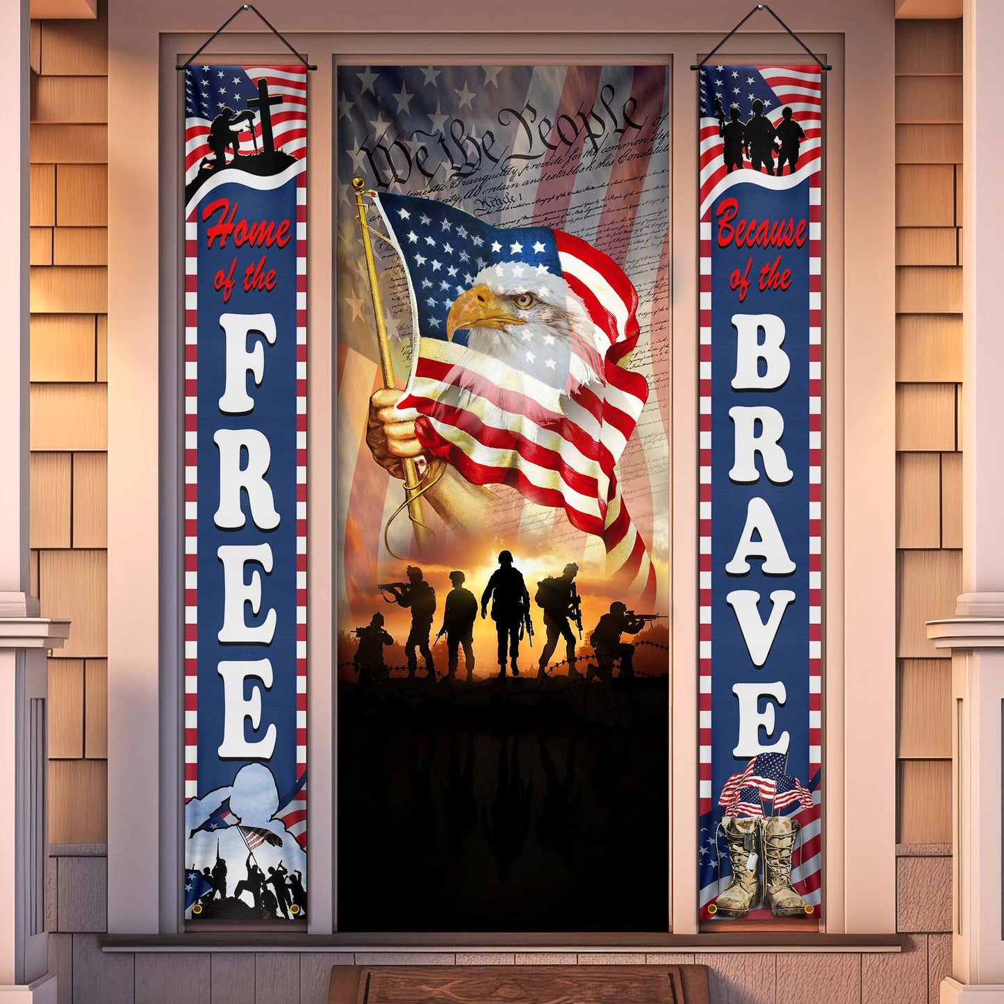 Veterans Day, Home Of The Free Because Of The Brave Door Cover &amp; Banners TPT1279CB