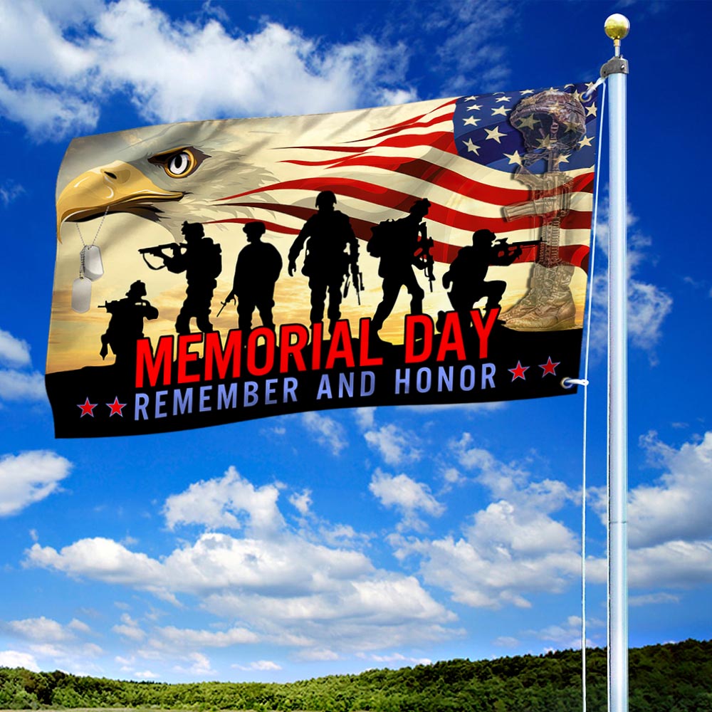 Memorial Day Veteran Remember And Honor Grommet Flag TPT781GF