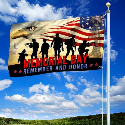 Memorial Day Veteran Remember And Honor Grommet Flag TPT781GF