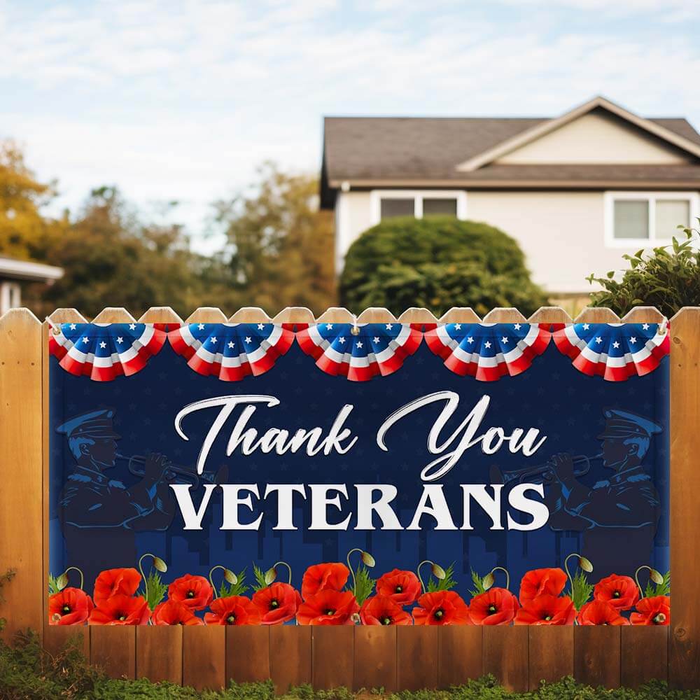 Thank You Veterans Honoring All Who Served Fence Banner TQN2697FB
