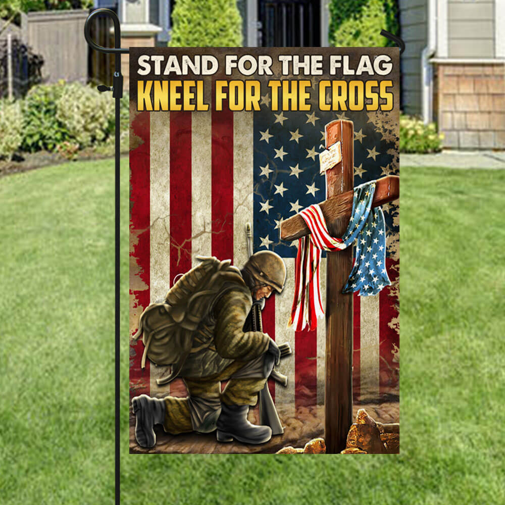 Veteran Kneeling Cross American Flag Stand For The Flag Kneel For The Cross MLN1368F