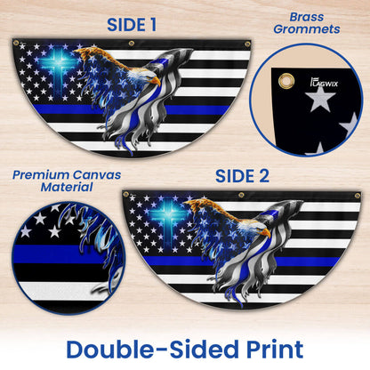 Flagwix American Flag - The Thin Blue Line. Police. Law Enforcement American Eagle Non-Pleated Fan Flag TPT1631FL
