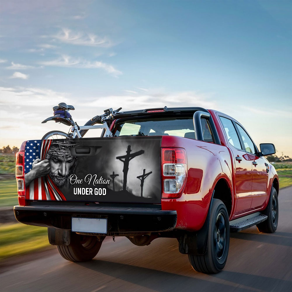 Jesus Sticker One Nation Under God American Patriot Truck Tailgate Decal Sticker Wrap TRL06TDv5
