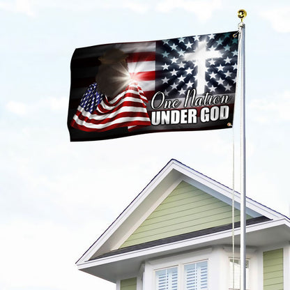 Christian Cross American Grommet Flag One Nation Under God DDH3076GF