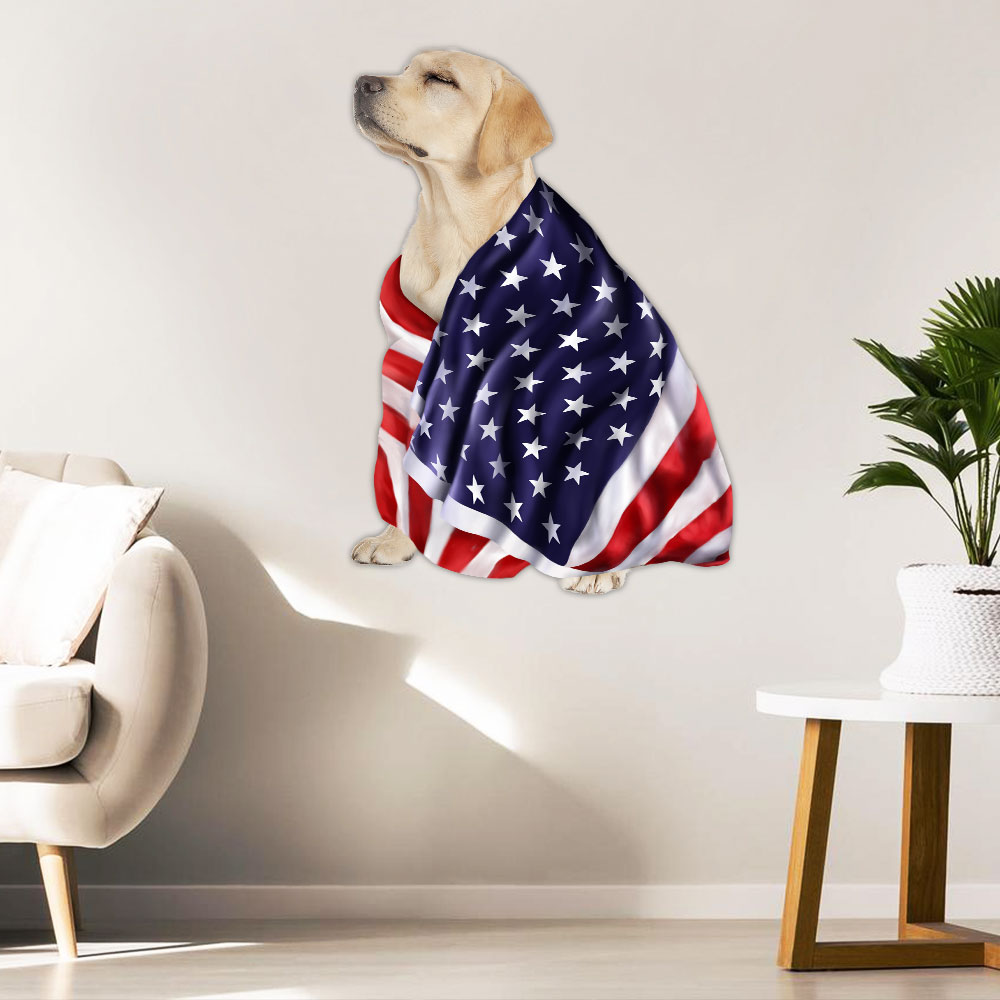 Yellow Labrador Retriever Metal Sign Dog Wrapped In Glory American Patriot BNL592MS