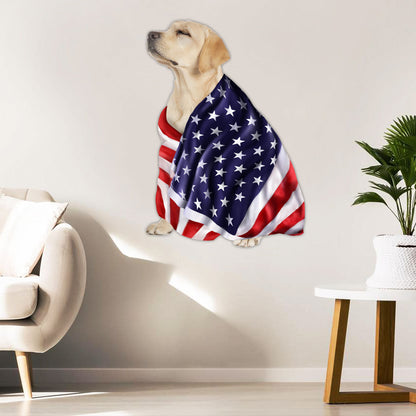 Yellow Labrador Retriever Metal Sign Dog Wrapped In Glory American Patriot BNL592MS