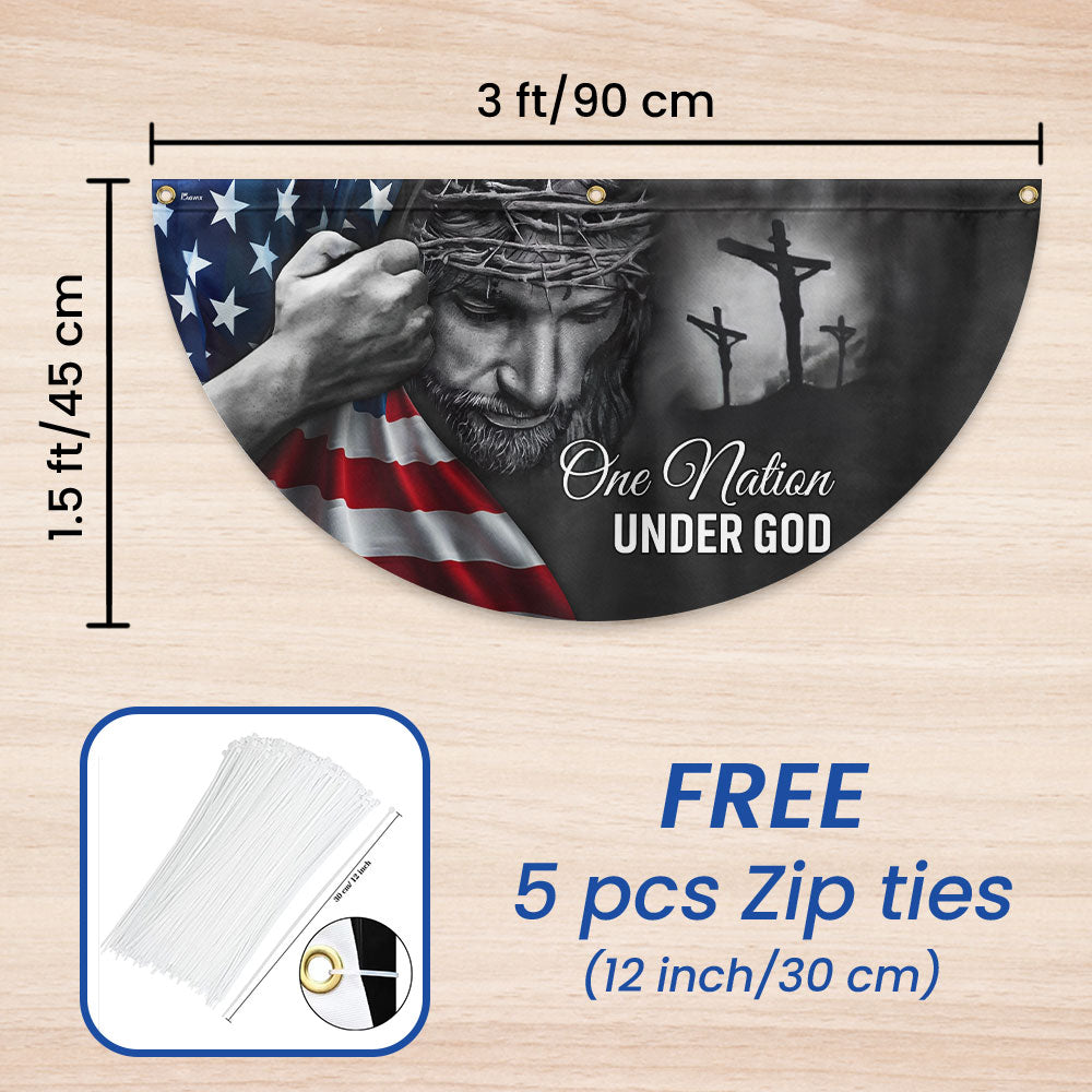 Jesus Flag One Nation Under God American Patriot Non-Pleated Fan Flag TRL06FLv5