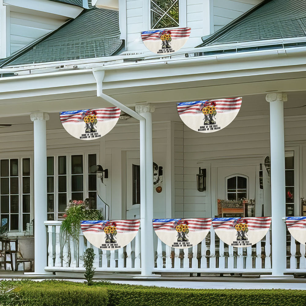 Memorial Day Veterans, Home Of The Free American Non-Pleated Fan Flag TPT1645FL